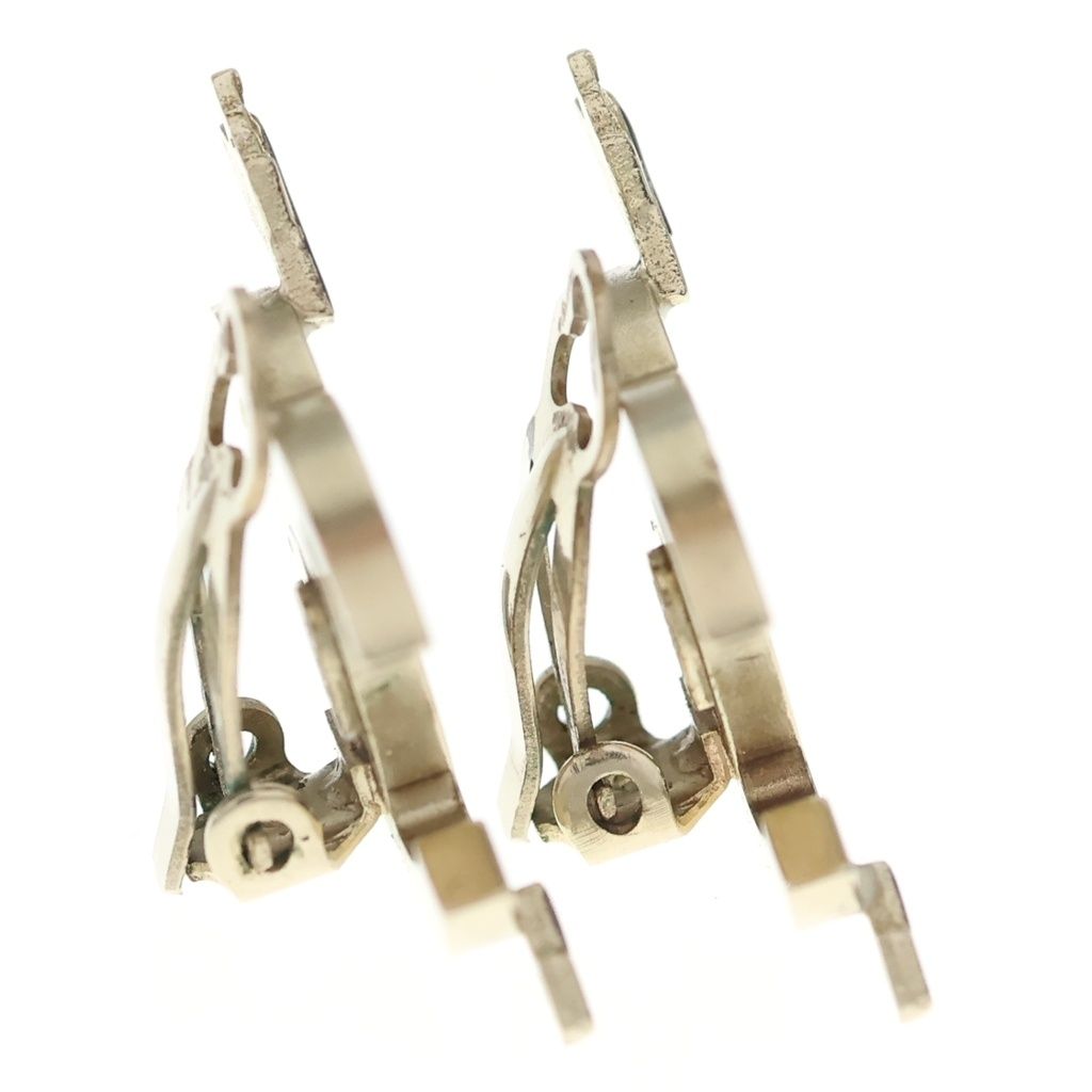Chanel CC Logo Arrow Earrings Gold White 10c — view 4