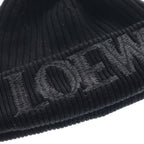 Loewe Logo Embroidery Wool Knit Cap Black — view 5