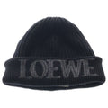 Loewe Logo Embroidery Wool Knit Cap Black