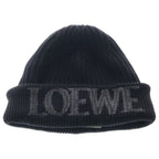 Loewe Logo Embroidery Wool Knit Cap Black