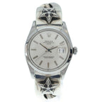 Rolex Oy Star Perpetual Date Pave Diamond Motif Watch Band Wristwatch