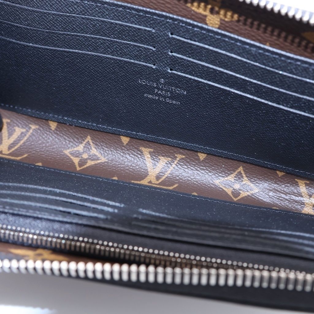 Louis Vuitton Monogram Macassar Zippy Dragonne Leather Wallet Silver Brown Black — view 4