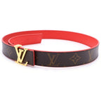 Louis Vuitton Monogram Ceinture LV Initial Belt Brown Red Leather Gold