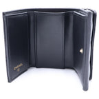 Chanel CC Logo Rhinestone Trifold Wallet Compact Coin Case Black Lambskin Gold — view 4