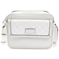 Gucci GG Supreme Cross Belt Bag White Leather Silver