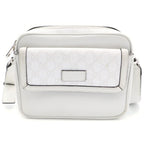 Gucci GG Supreme Cross Belt Bag White Leather Silver