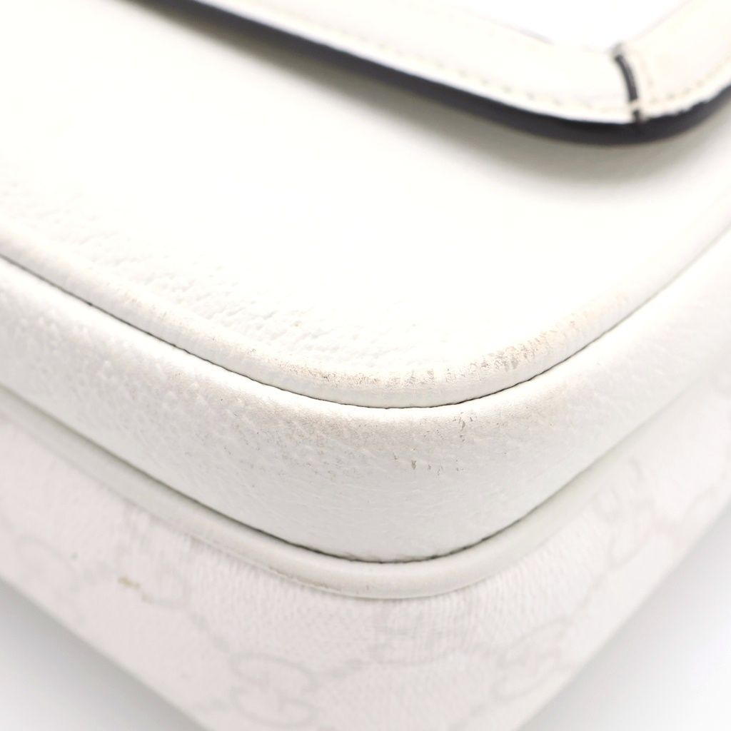 Gucci GG Supreme Cross Belt Bag White Leather Silver — view 6