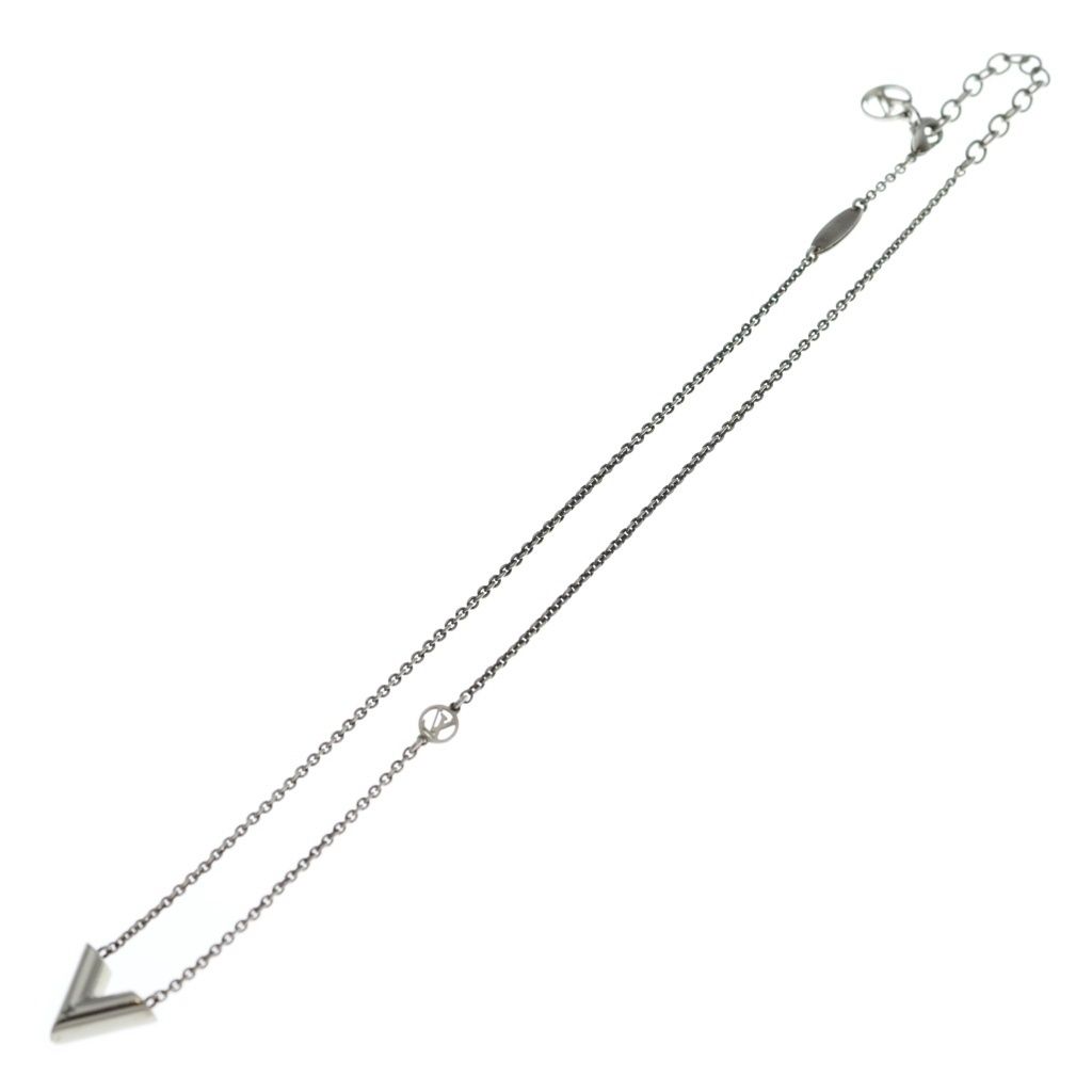 Louis Vuitton Essential LV Logo Motif Chain Necklace Silver — view 2