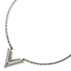 Louis Vuitton Essential LV Logo Motif Chain Necklace Silver