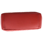 Chanel Quilted CC Logo Petite Shopping Tote PST Red Caviar Leather Silver — view 4