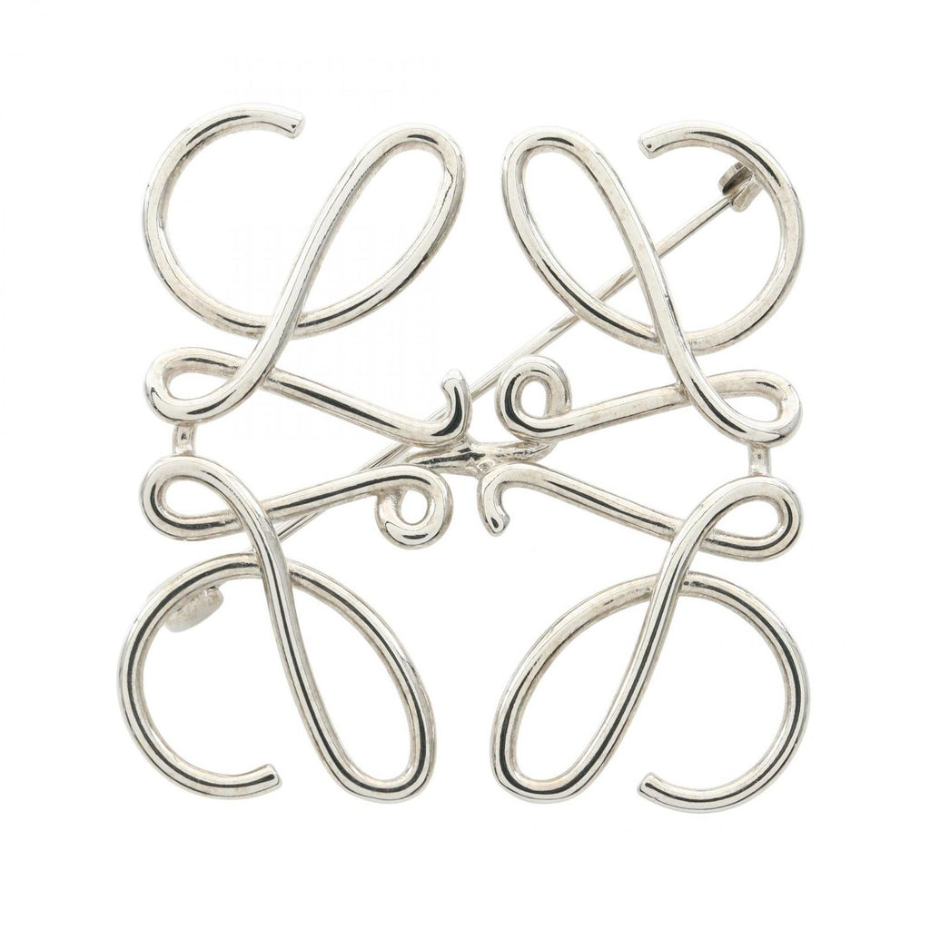 Loewe Bro Anagram Silver Stainless Steel Brooch