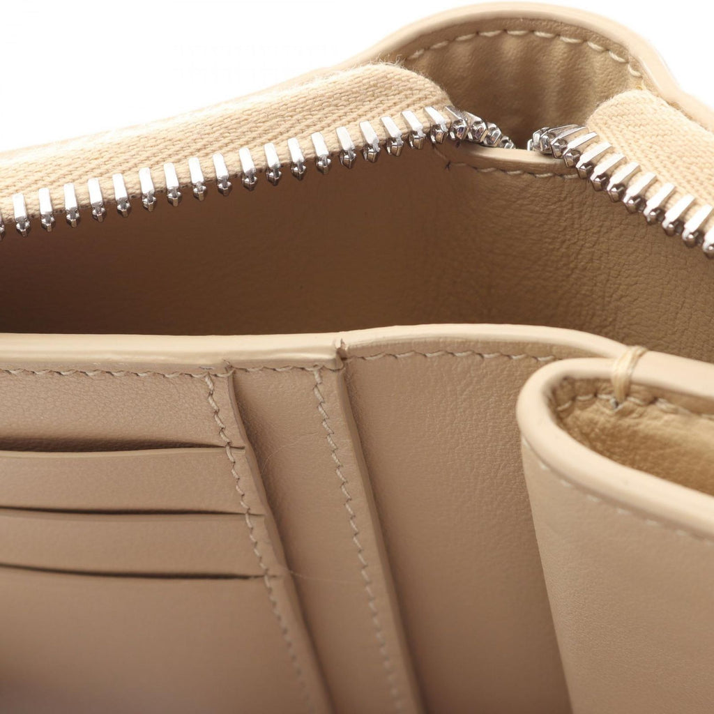 Bottega Veneta Roundwallet Cassette Zip Intreccia Lightbeige Leather Wallet — view 7