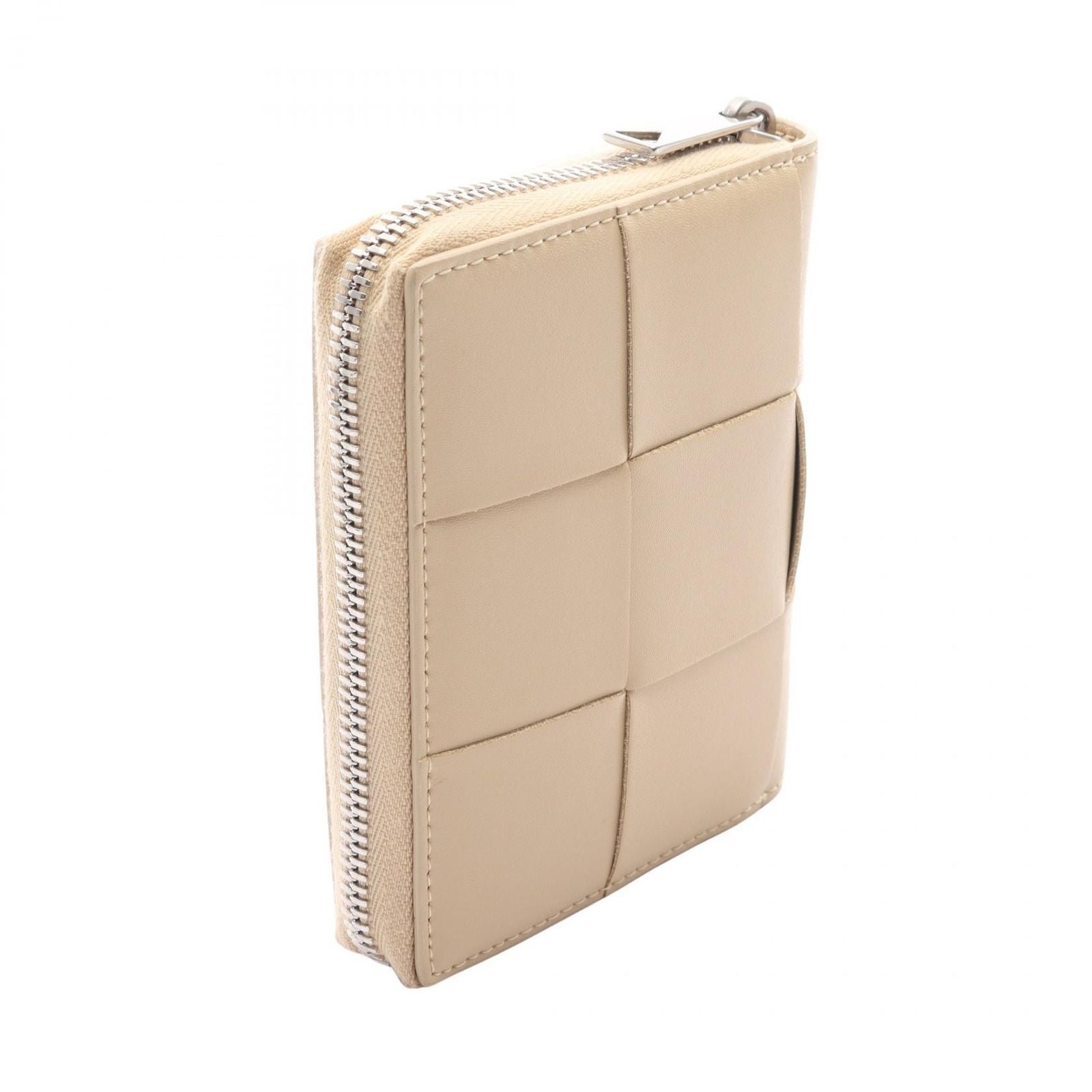 Bottega Veneta Roundwallet Cassette Zip Intreccia Lightbeige Leather Wallet — view 2