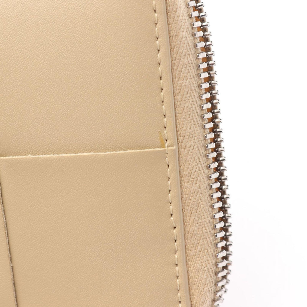 Bottega Veneta Roundwallet Cassette Zip Intreccia Lightbeige Leather Wallet — view 8