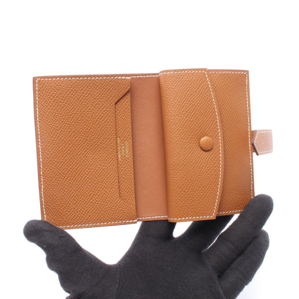 Hermes Card Case Bearn Mini Gold Leather — view 3