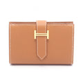 Hermes Card Case Bearn Mini Gold Leather