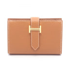 Hermes Card Case Bearn Mini Gold Leather