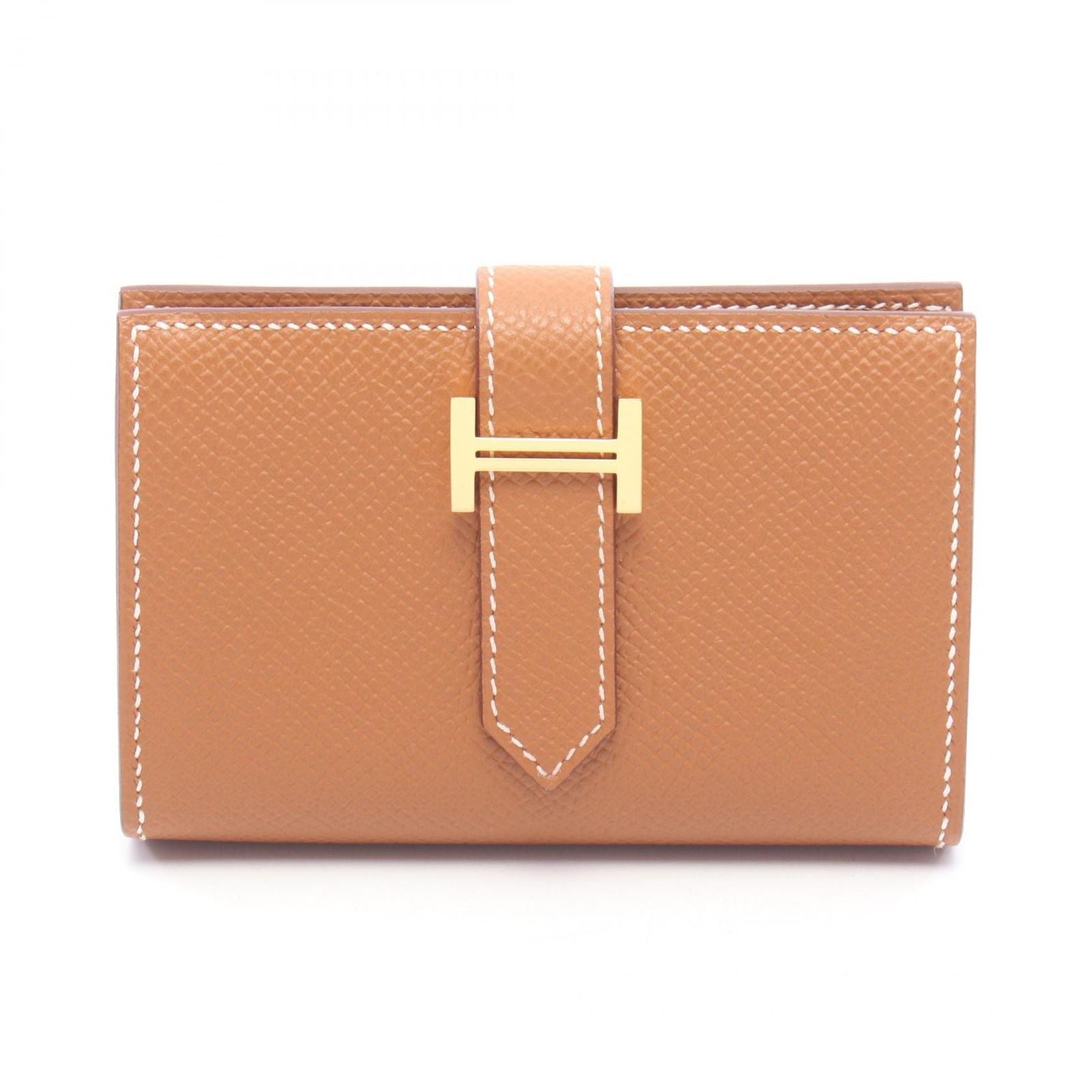 Hermes Card Case Bearn Mini Gold Leather