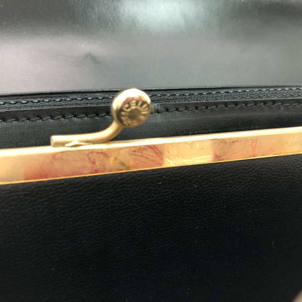 Celine Vintage Wallet Star Ball Kiss Lock Musty Black — view 7