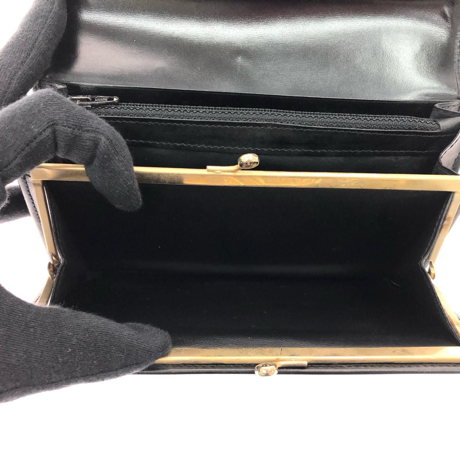Celine Vintage Wallet Star Ball Kiss Lock Musty Black — view 6