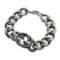Gucci 925 Sterling Silver Interlocking Arabesque Bracelet 21 cm