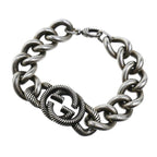 Gucci 925 Sterling Silver Interlocking Arabesque Bracelet 21 cm