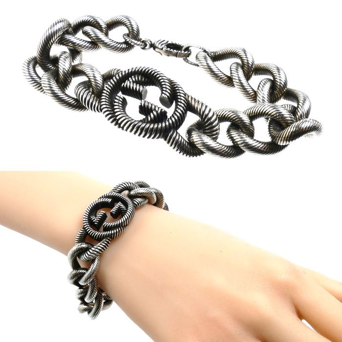 Gucci 925 Sterling Silver Interlocking Arabesque Bracelet 21 cm — view 3