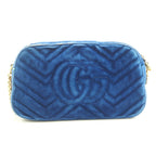 Gucci GG Marmont Velour Shoulder Bag Blue — view 2