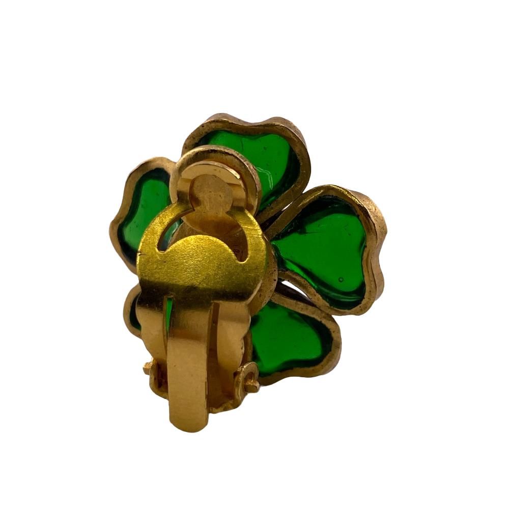 Chanel Gripoix Earrings Green — view 2