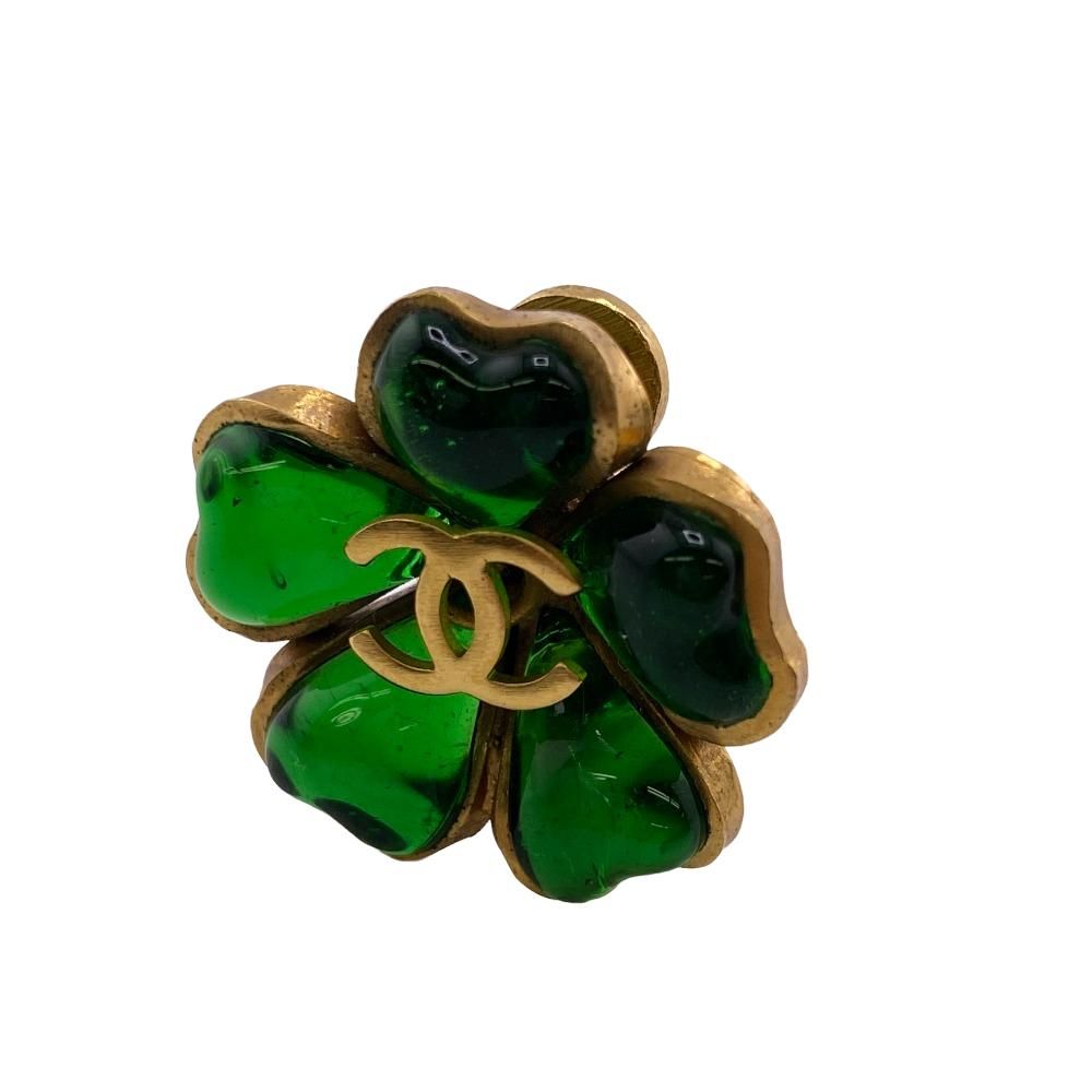 Chanel Gripoix Earrings Green — view 7
