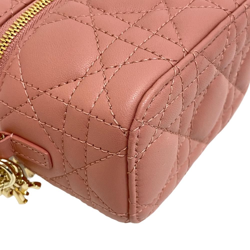 Dior Vanity 2-Way Cannage Shoulder Lambskin Makeup Pouch Pink — view 3