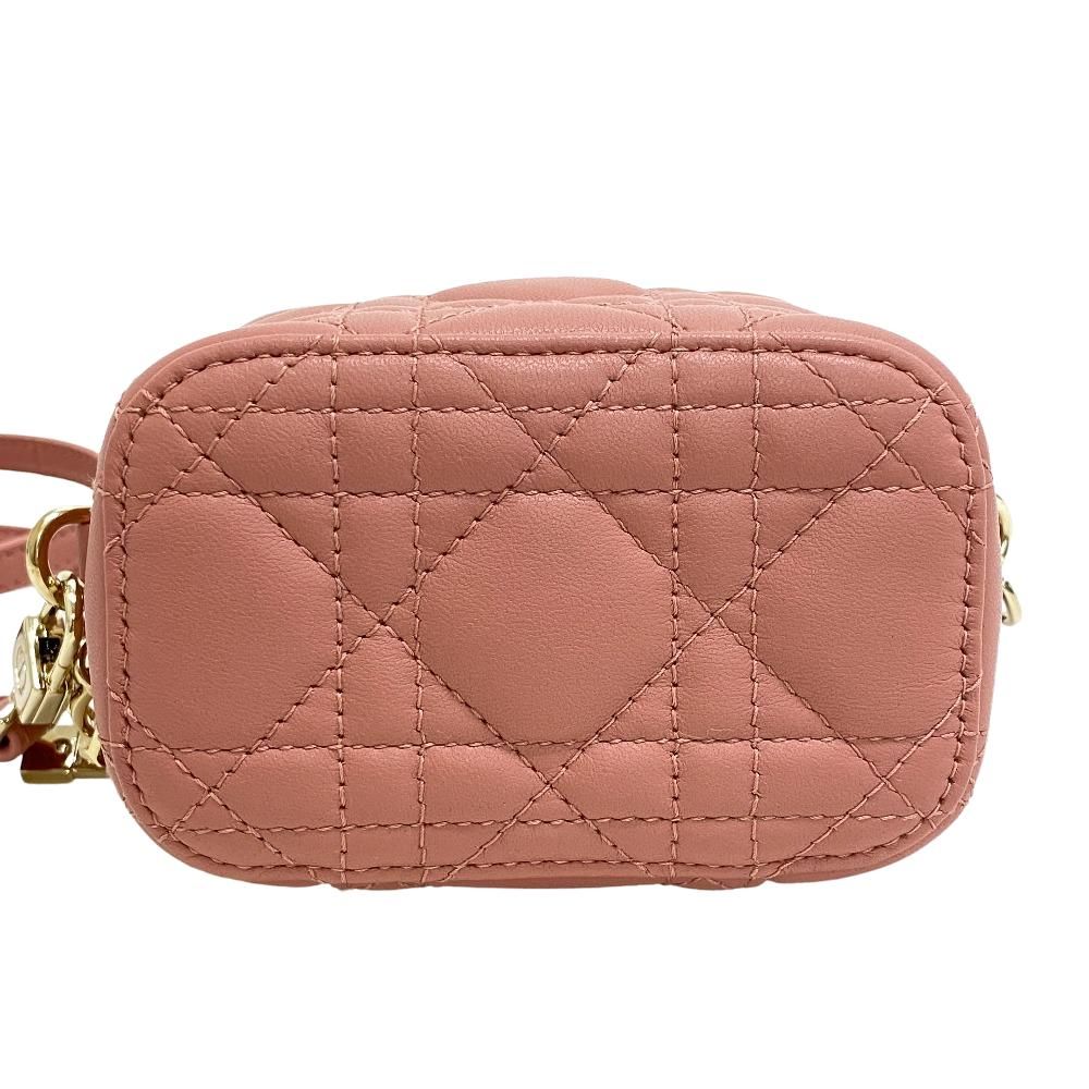 Dior Vanity 2-Way Cannage Shoulder Lambskin Makeup Pouch Pink — view 6