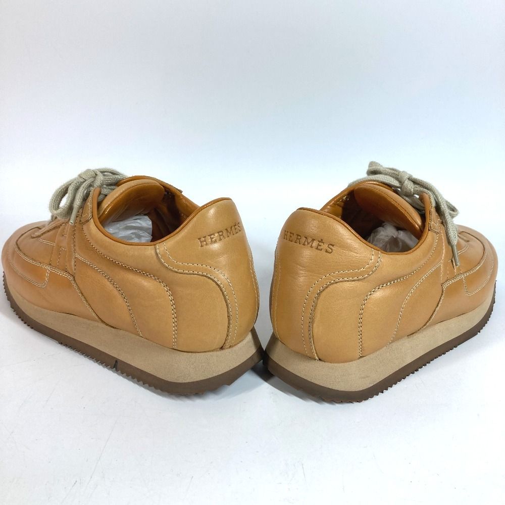 Hermes Sneakers Quick Logo Stitch Leather Beige — view 7