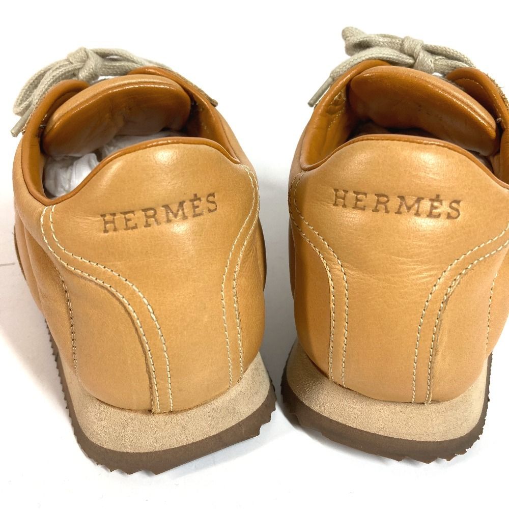 Hermes Sneakers Quick Logo Stitch Leather Beige — view 6