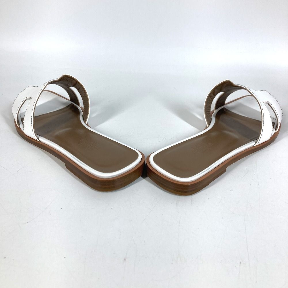 Hermes Sandals Oran Logo Leather White — view 8