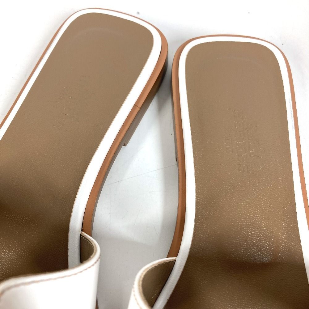 Hermes Sandals Oran Logo Leather White — view 5