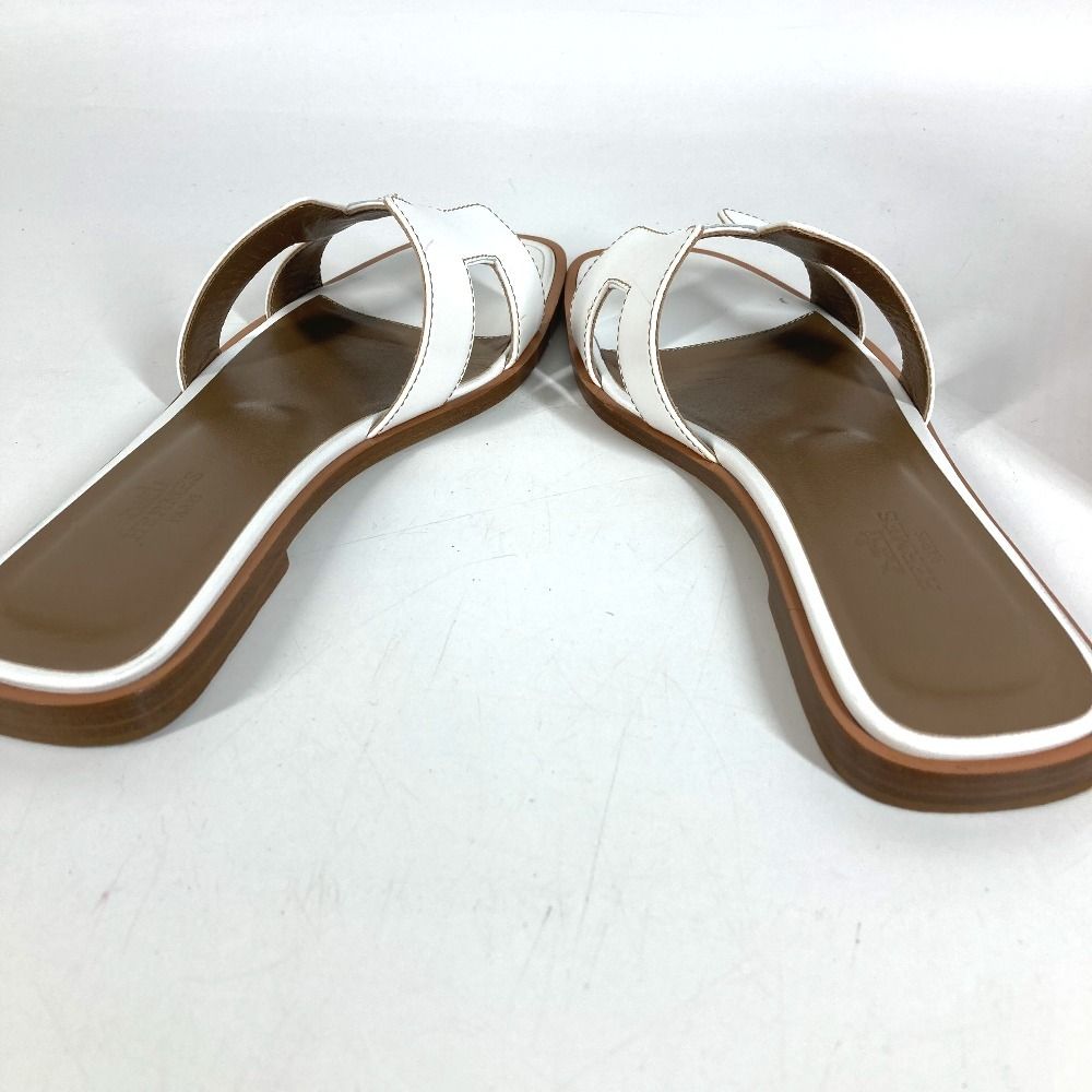 Hermes Sandals Oran Logo Leather White — view 7