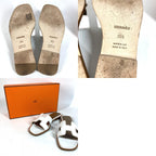 Hermes Sandals Oran Logo Leather White — view 9
