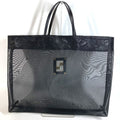 Fendi Handbag FF Logo Mesh Leather Black