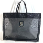 Fendi Handbag FF Logo Mesh Leather Black