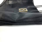 Fendi Handbag FF Logo Mesh Leather Black — view 6