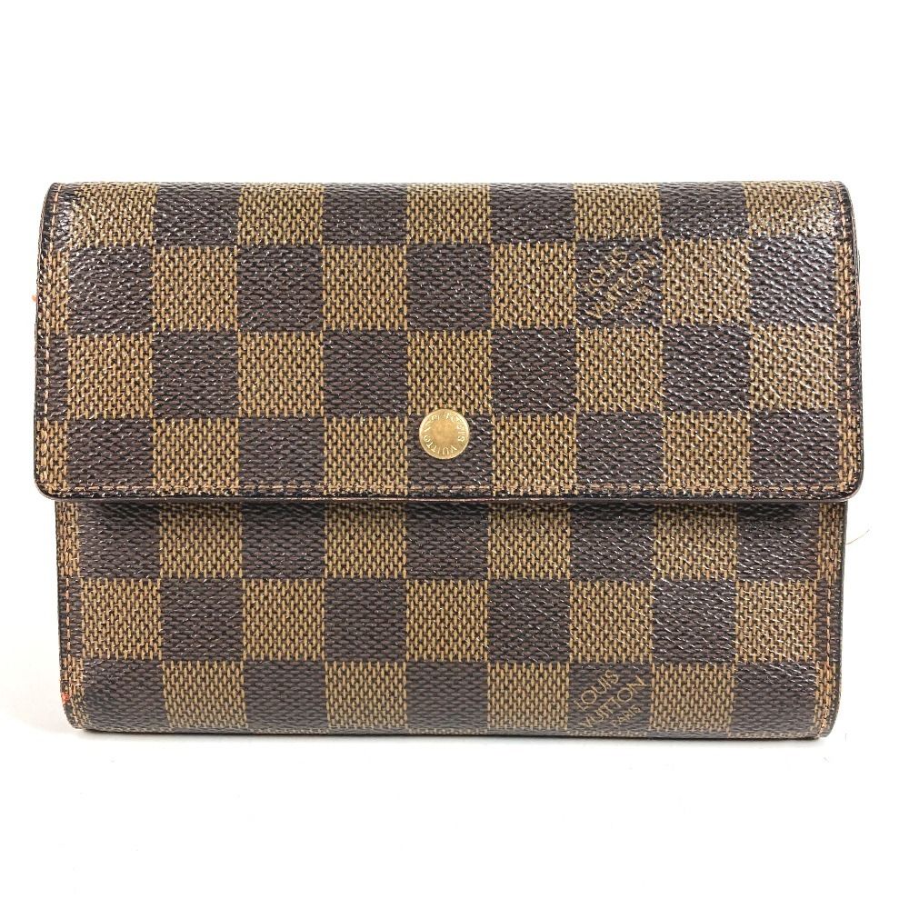 Louis Vuitton Trifold Wallet Porte Tresor Loue Tuy Papier Damier Canvas Ebene