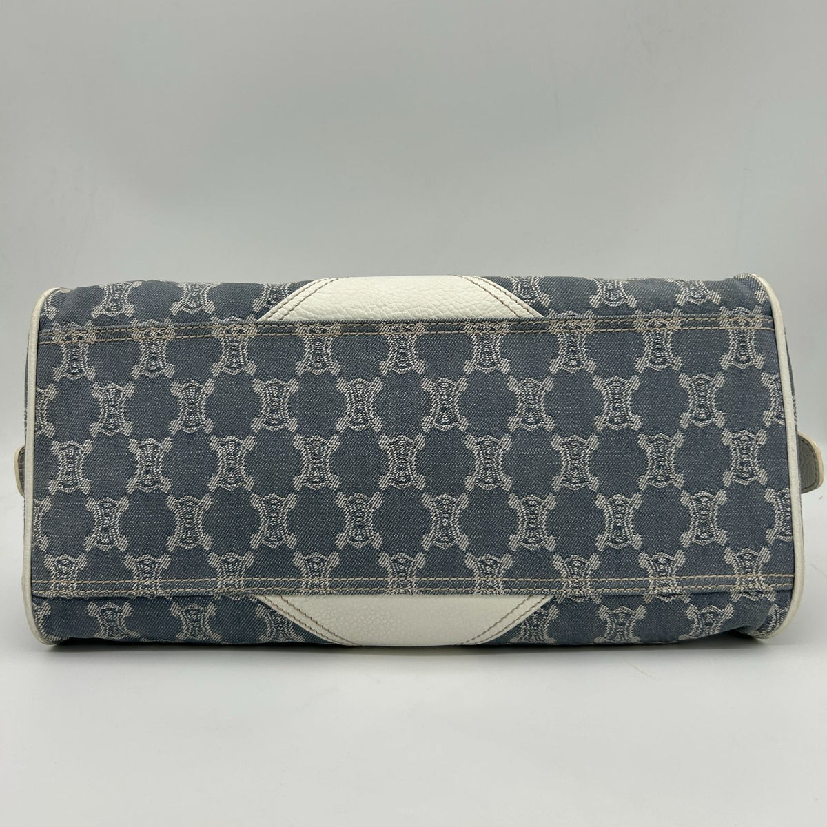 Celine Denim Leather Handbag Trio Nfu Zip Boogie Bag White — view 7
