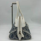 Celine Denim Leather Handbag Trio Nfu Zip Boogie Bag White — view 2