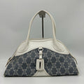 Celine Denim Leather Handbag Trio Nfu Zip Boogie Bag White