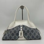 Celine Denim Leather Handbag Trio Nfu Zip Boogie Bag White
