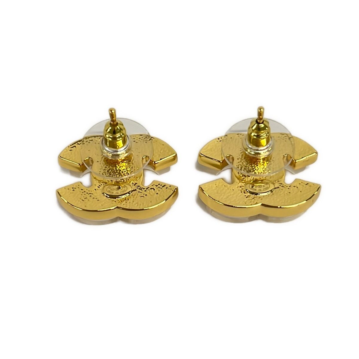 Chanel Earrings CC Logo Gold Clear White — view 2