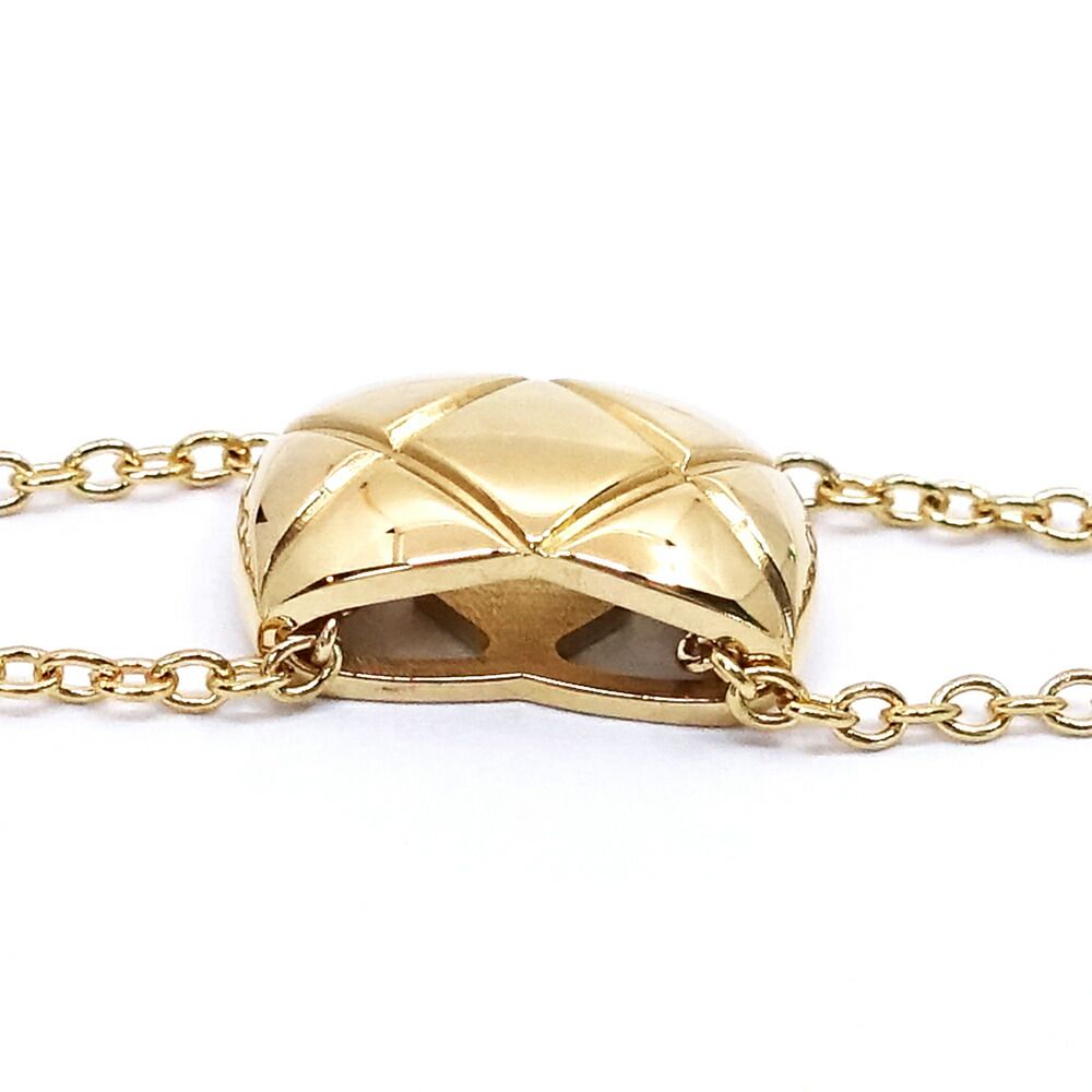 Chanel 18k Yellow Gold Coco Crush Necklace Double Chain Quilted — view 5