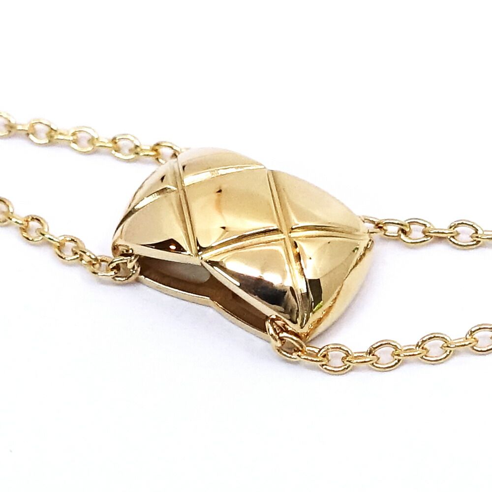 Chanel 18k Yellow Gold Coco Crush Necklace Double Chain Quilted — view 6