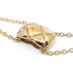 Chanel 18k Yellow Gold Coco Crush Necklace Double Chain Quilted — view 6